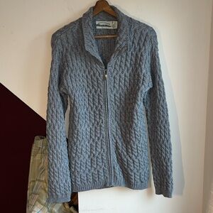 Aran Crafts Gray Wool Cable Knit Cardigan M EUC